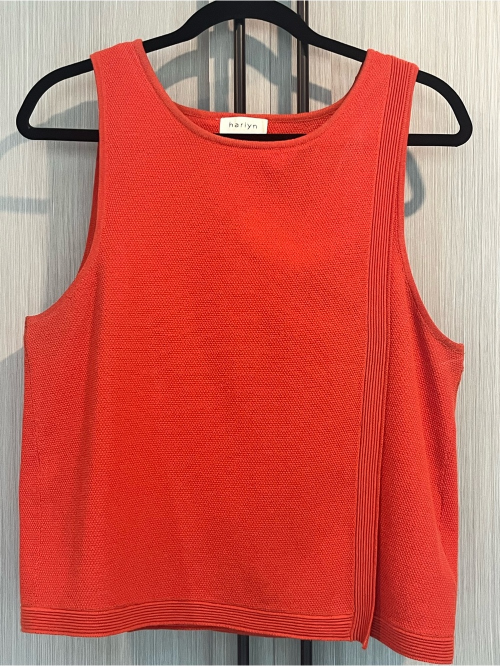 Harlyn (Anthropologie) Faux Wrap Coral Sleeveless Knit Top (Sz M)